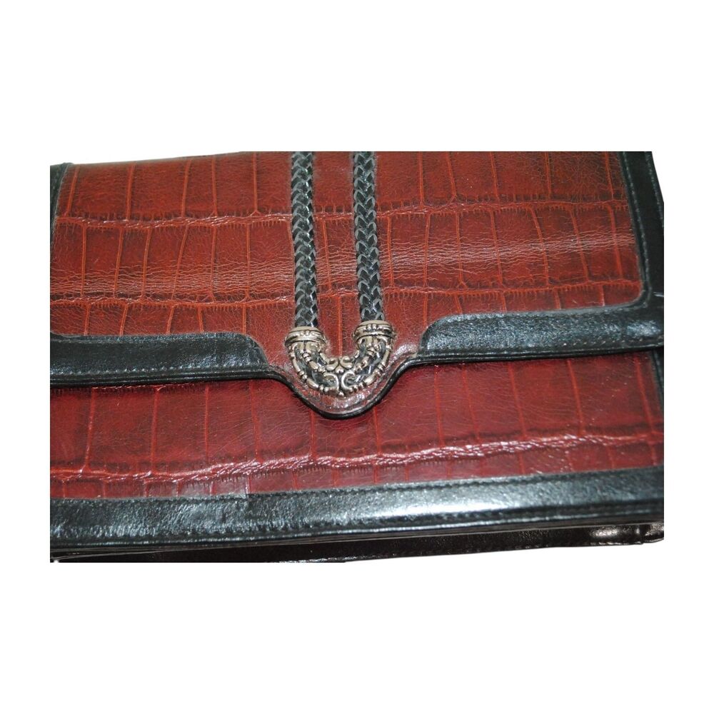 M.C. Marc Chantal Brown Alligator Croc Leather Handbag Purse Shoulder Crossbody